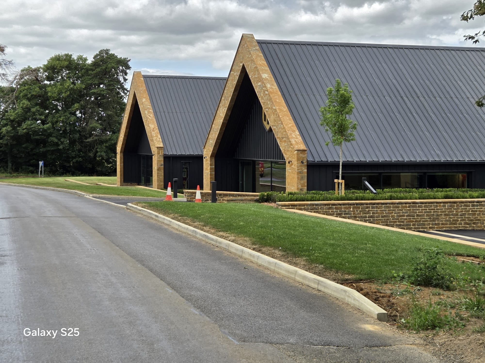 Completed venue access road with new kerbing, surfacing and landscaping